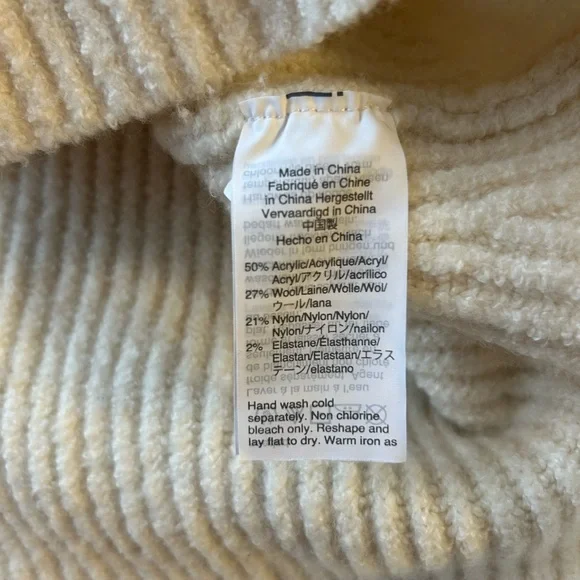 Madewell Northfield Mockneck Sweater Women's Medium Antique Cream Ribbed Soft - Picture 7 of 14